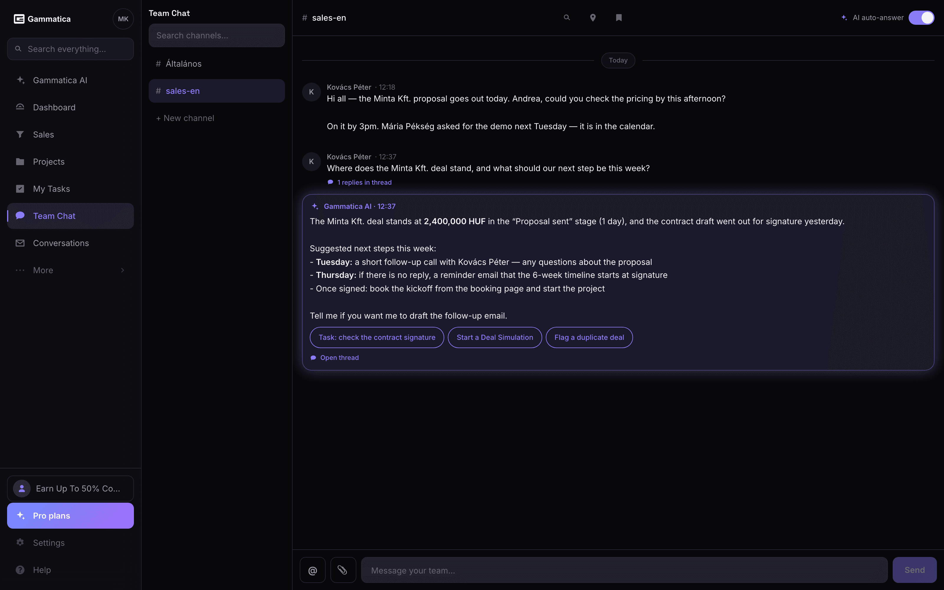 A team chat that knows your deals.