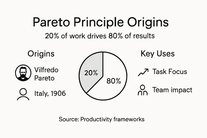 Infographic on Pareto principle origins and uses