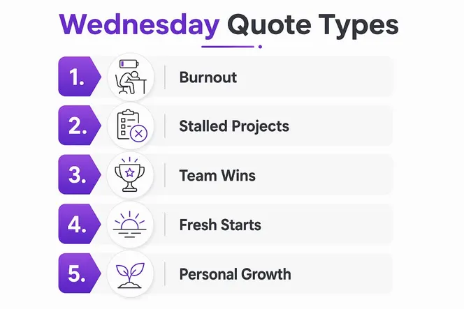 Infographic categorizing motivational quotes for work