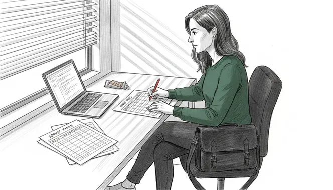 Project manager prioritizes tasks at desk