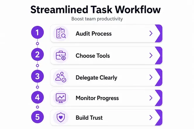 Infographic outlining steps for task management