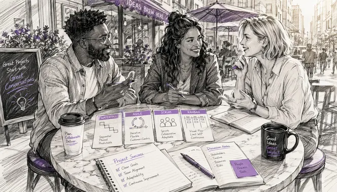 Team discussing project management methodologies