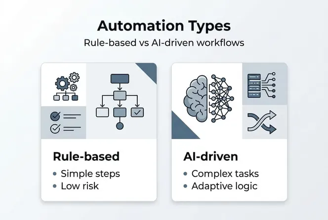 Infographic comparing automation approaches