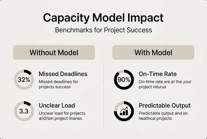 Infographic showing capacity model benefits and results