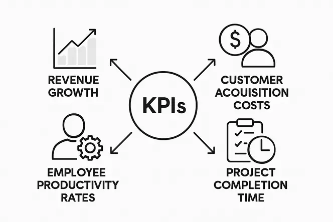 Infographic comparing four common KPI types