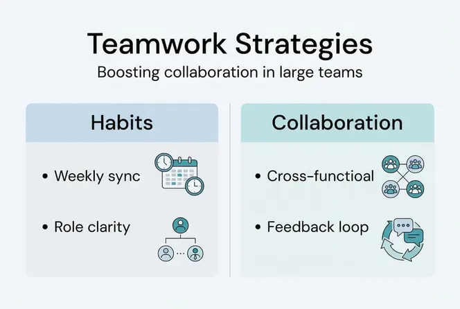 Infographic showing teamwork strategies overview