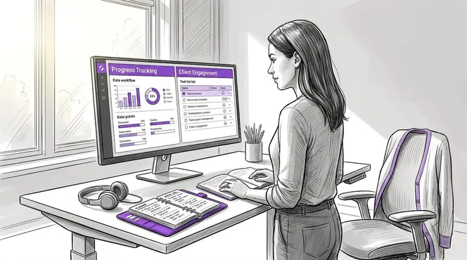 Manager connecting CRM with workflow software