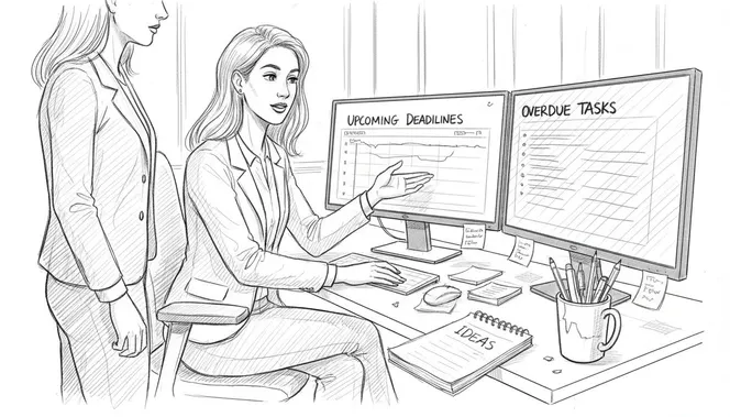 Employee showing task dashboard features