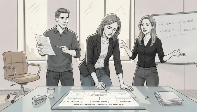 Team customizing root cause template together