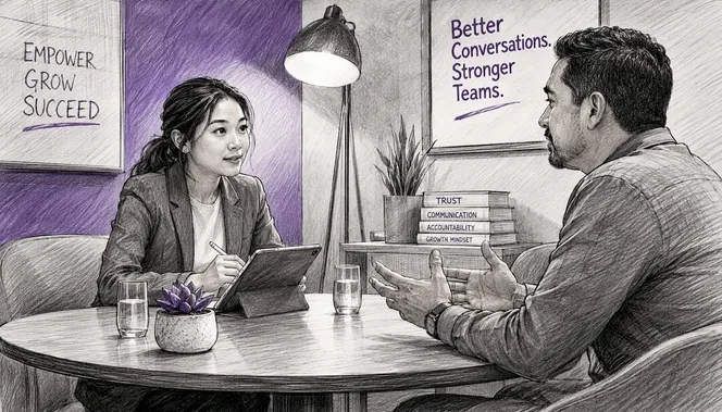 Manager and employee in one-on-one meeting