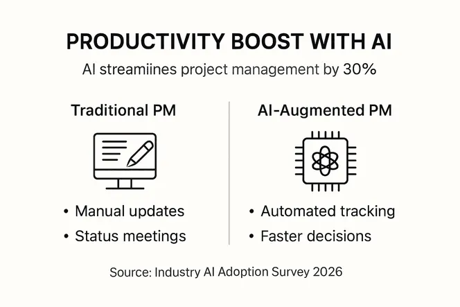 Infographic comparing AI and traditional project management
