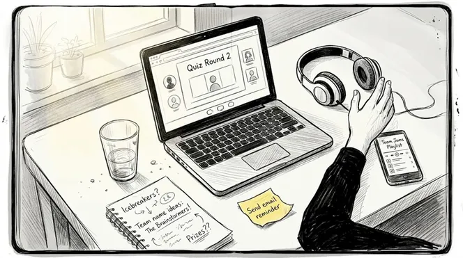 Workspace setup for virtual team building activity