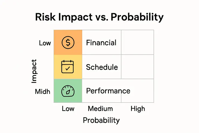Matrix showing project risk impact vs. probability