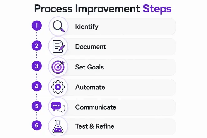 Infographic illustrating steps for process improvement