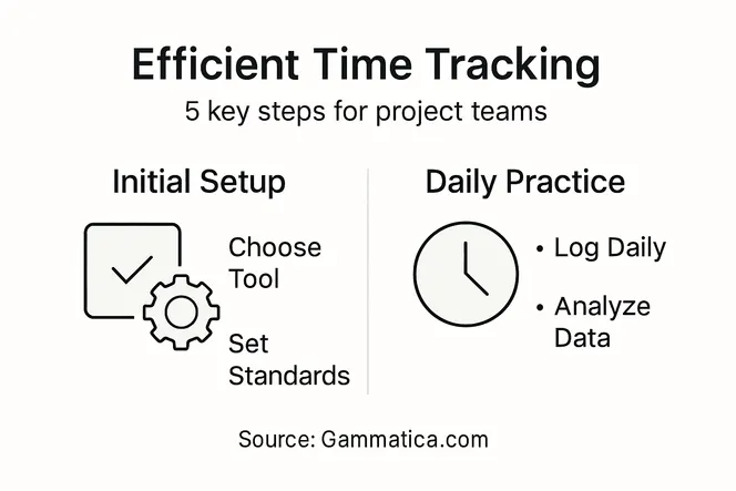 Infographic showing key time tracking steps