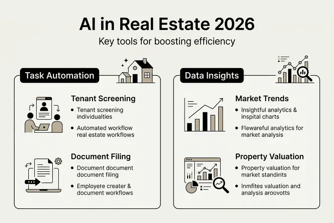 Infographic with AI uses in real estate