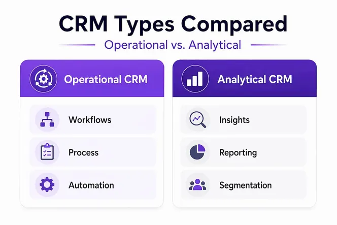 Infographic comparing Operational and Analytical CRM types