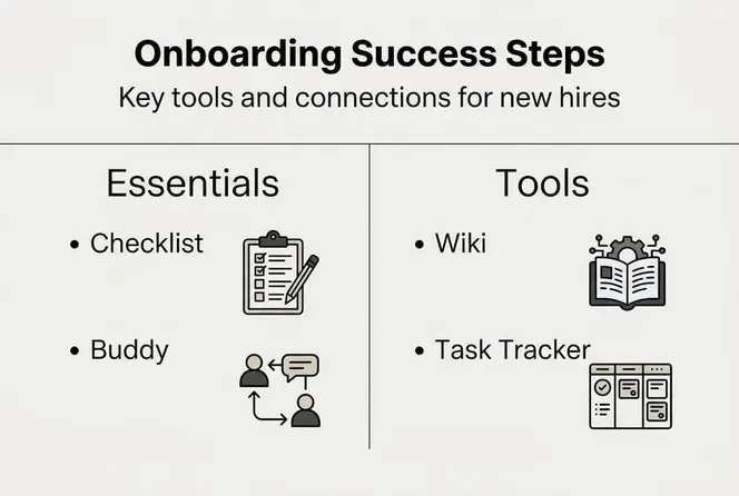Infographic of onboarding essentials and tools