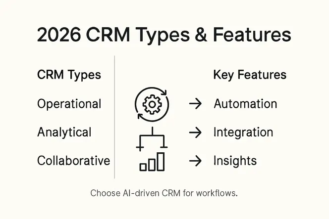 Infographic comparing CRM types and features